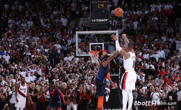世纪名画！美媒：雷霆粉丝现在是不是该感谢利拉德对乔治的这一投？